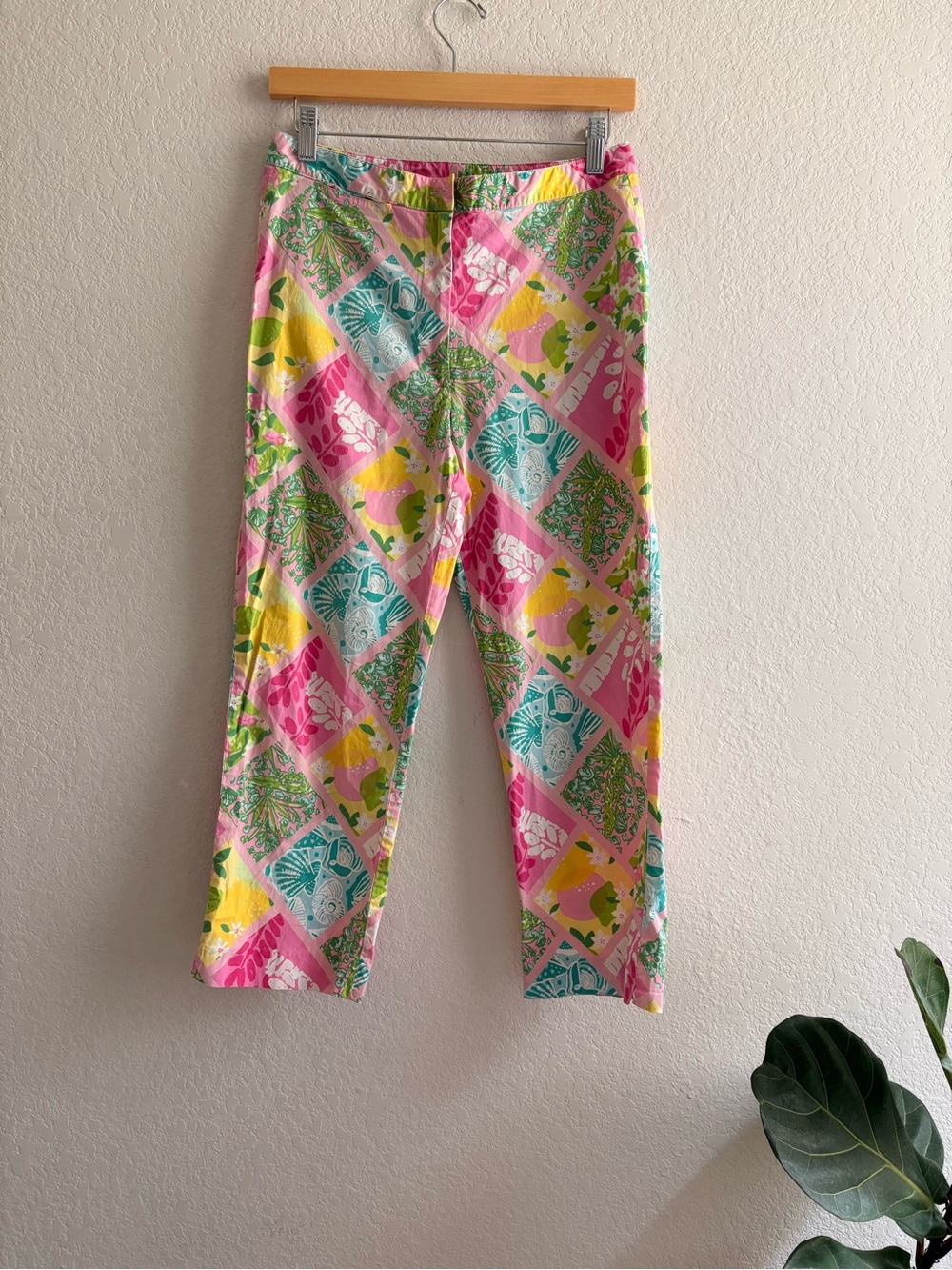 Vintage Lilly Pulitzer Patchwork Capri Pants Pink Yellow Blue Crop Crop Wom 6